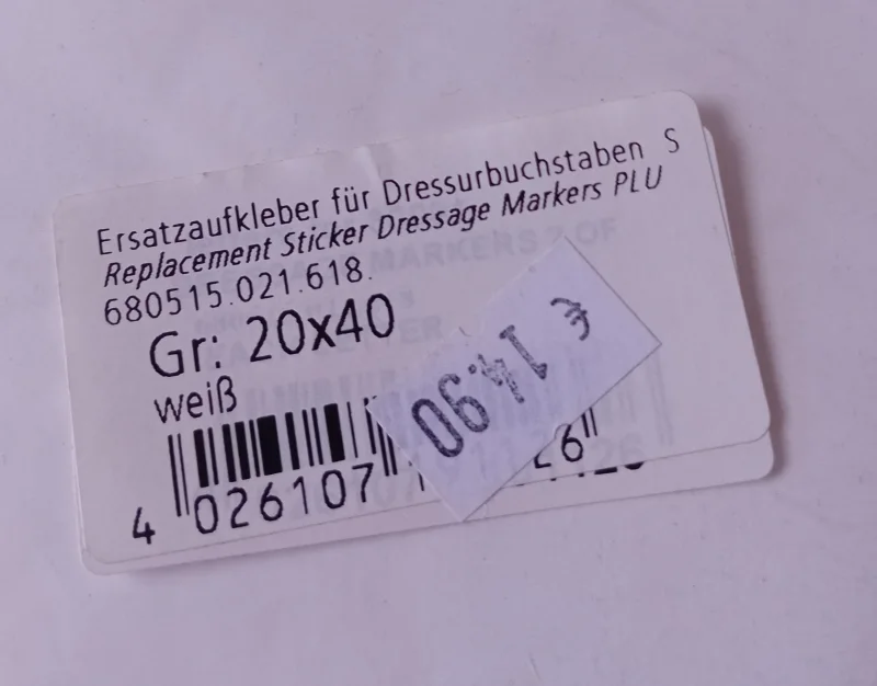 Ersatzaufkleber für Dressurbuchstaben